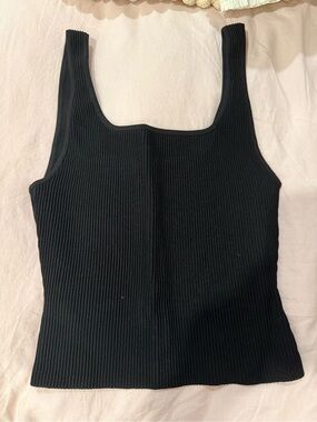 Babaton - Black Ribbed Square-Neck Tank Top - NWOT